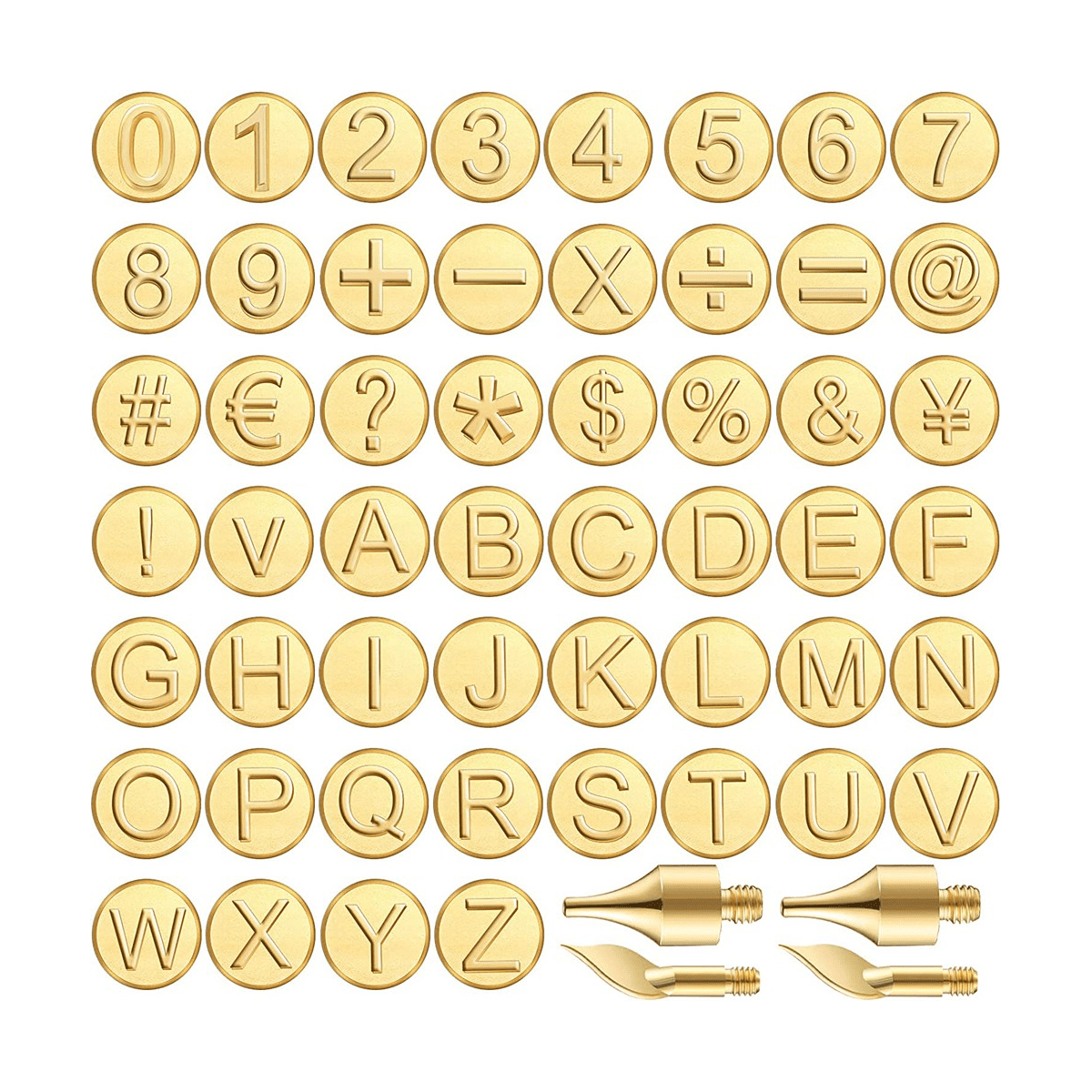 56 Pieces Wood Burning Tip Letter Wood Burning Tip Set Including Alphabet  Number for Wood Craft DIY Embossing Carving 