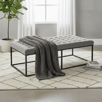 56" Rectangle Tufted Cocktail Ottoman Bench with Sturdy Metal Base, Upholstered Accent Furniture for Living Room