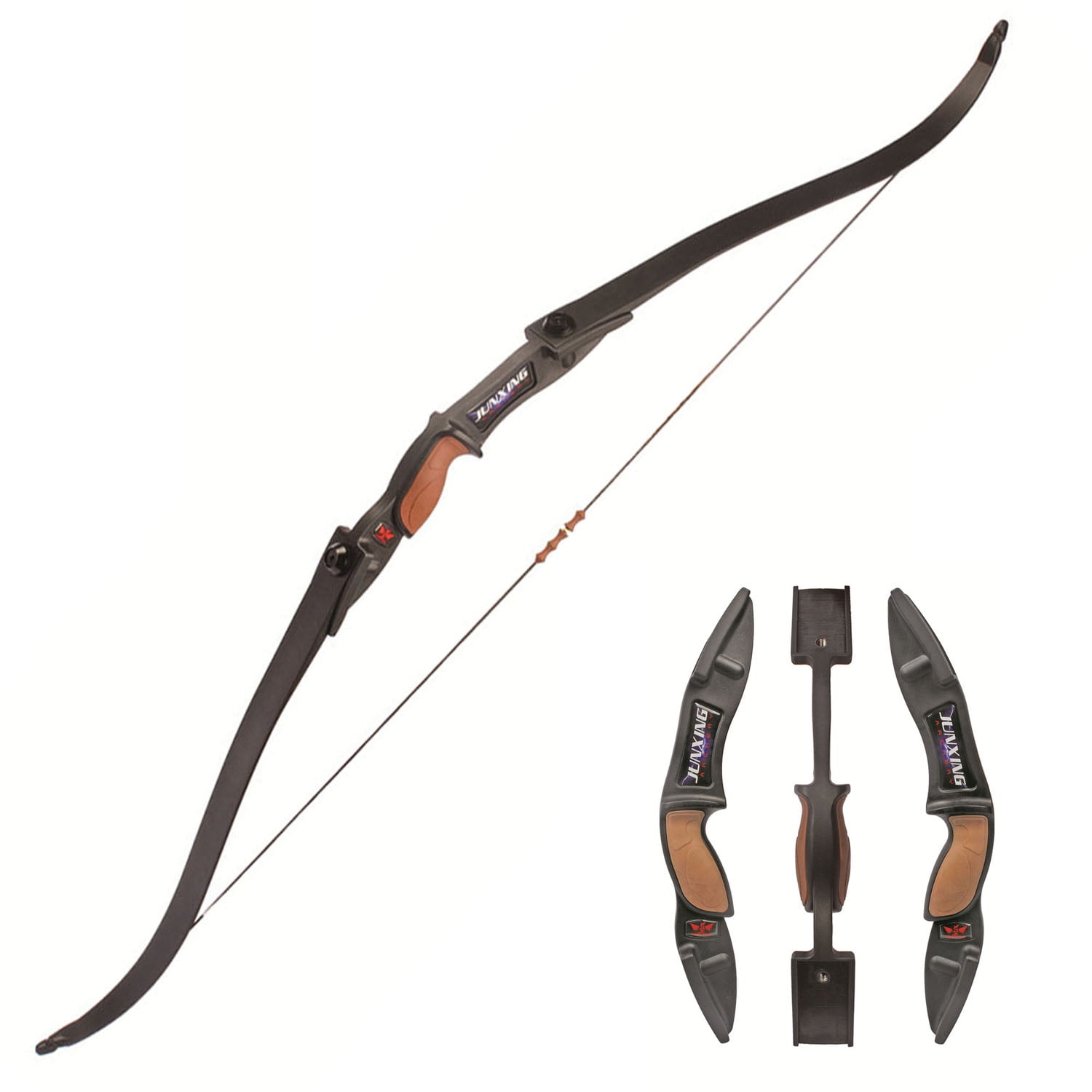 56" Recurve Bow Aluminum Takedown Limbs Draw Weight 25 LBs Right Left Hand Longbow Shooting