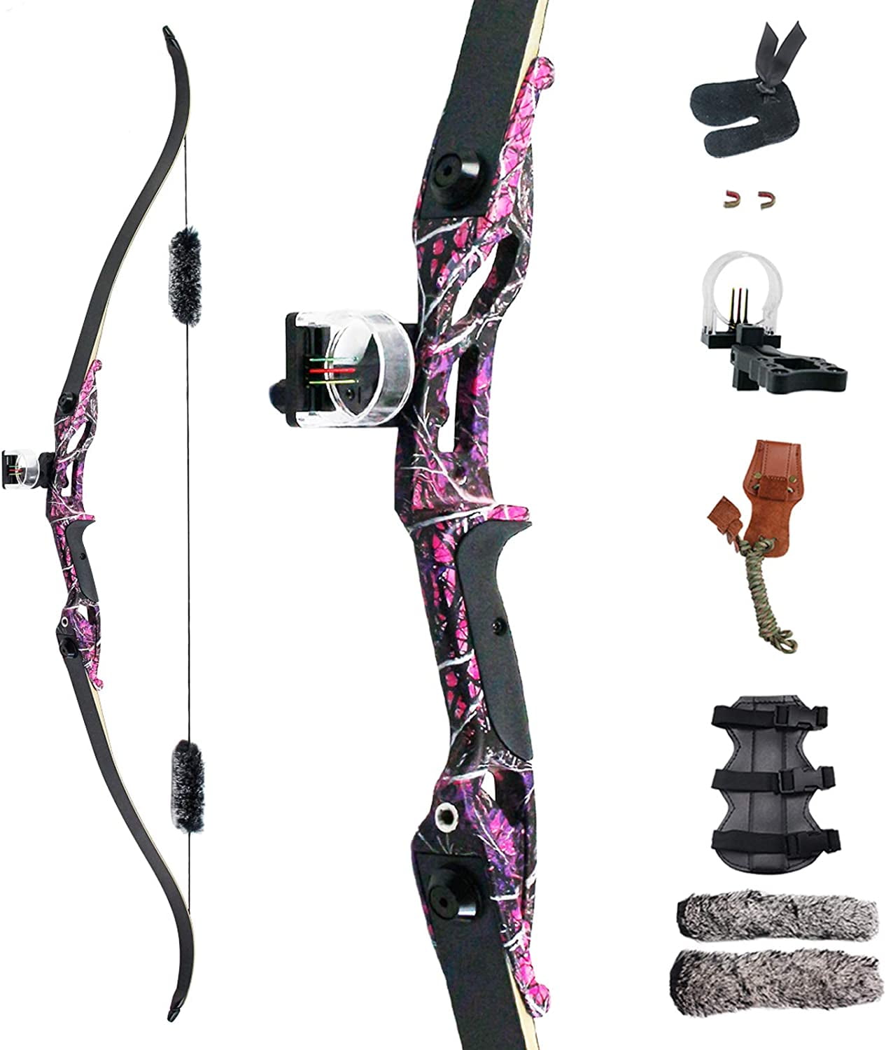 56" Recurve Bow with 30 Max Draw 30 35 40 45 50lb Draw Weight Right