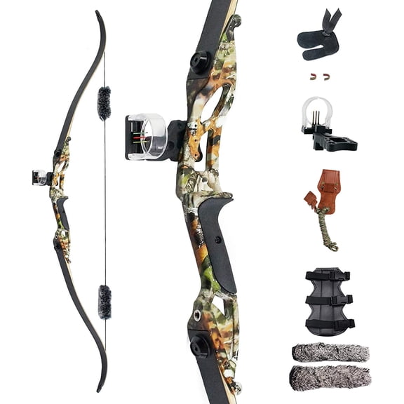 56" Recurve Bow with 30 Max Draw 30 35 40 45 50lb Draw Weight Right Hand Outdoor Hunting Bows Arrows Archery Set