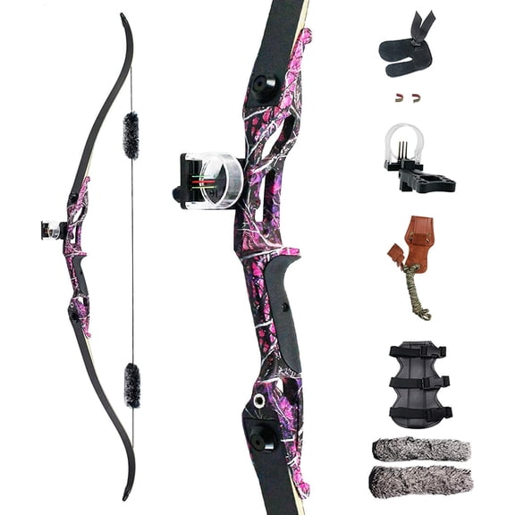 56" Recurve Bow with 30 Max Draw 30 35 40 45 50lb Draw Weight Right Hand Outdoor Hunting Bows Arrows Archery Set