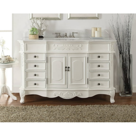 56 Tennant Brand Traditional Style White Marble Roland Bathroom Sink Vanity