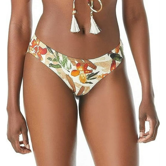 $56 Vince Camuto Womens Floral Shirred Cheeky Hipster Bikini Bottoms Size Large
