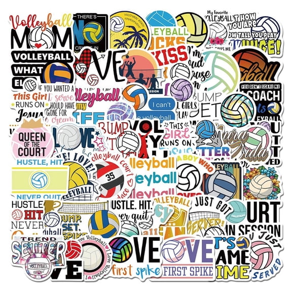 56 Volleyball Stickers, Sport Vinyl Decals for Laptop, Water Bottle, Phone, Journal, Notebook, Locker, Team Sticker Pack by STICKLUV