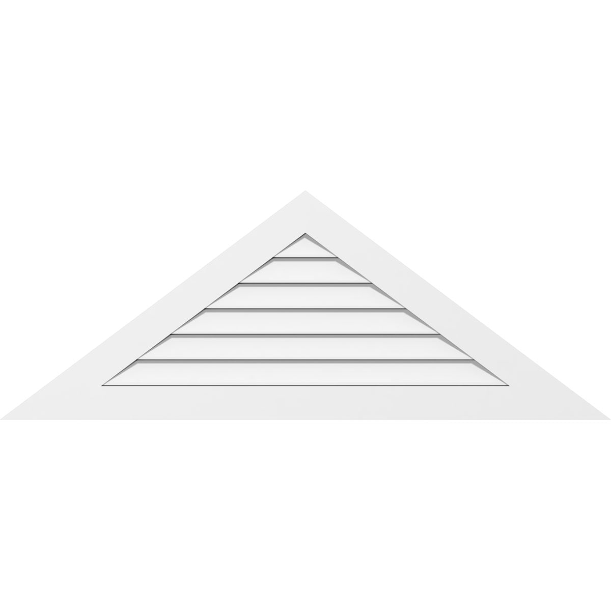 56"W x 28"H Triangle Surface Mount PVC Gable Vent 12/12 Pitch Functional, w/ 31/2"W x 1"P