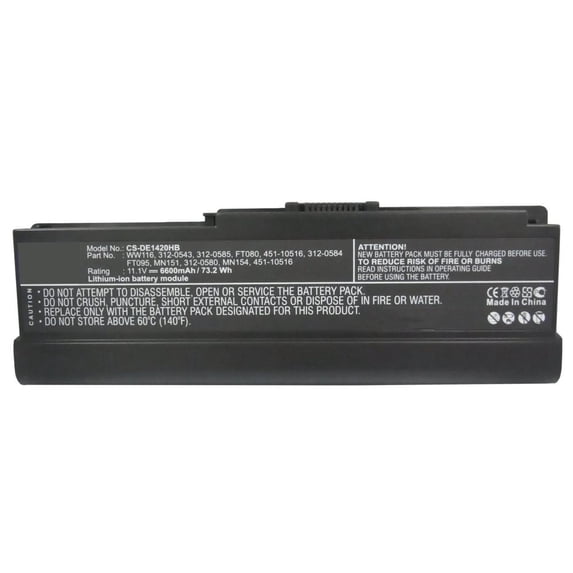 P Premium Power Products Laptop Battery Replaces Dell 312-0584, Dell 312-0543, FT078, FT079, FT080, MN127, PR693, WW116, WW118, WW119 for Dell Vostro 1400