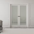 thumbnail image 1 of 56" X 80" 1-Lite Interior Frosted Glass French Doors Solid Manufacture Wood Double Doors, 1 of 8