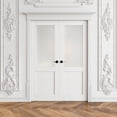 thumbnail image 1 of 56" X 80" Interior Frosted Glass Paneled French Doors Solid Double Doors With Hardware Kit / Handles, 1 of 8