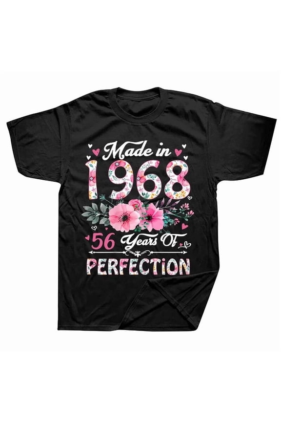 56 Year Old Made In 1968 Floral 56th Birthday Gifts Tee Tops