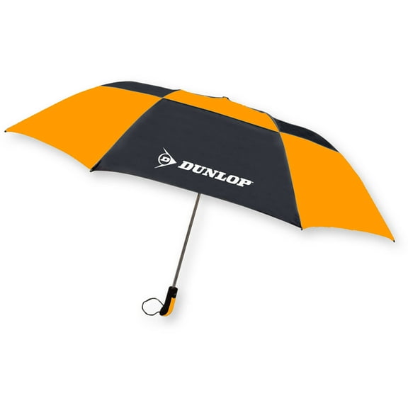 56 folding golf umbrella, with double canopy windproof frame design, rubber spray handle, and mesh carrying case