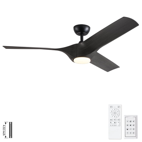 56 in Ceiling Fan with Light, Classic Propeller Design Grey ABS Blades DC Motor
