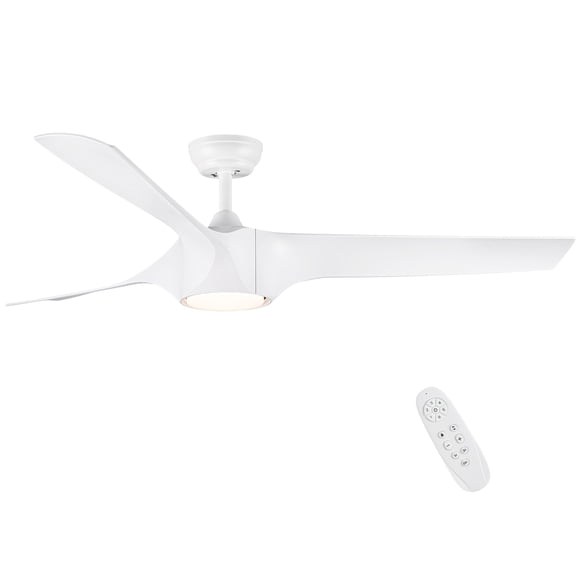56 in Ceiling Fan with Light, Classic Propeller Design White ABS Blades DC Motor