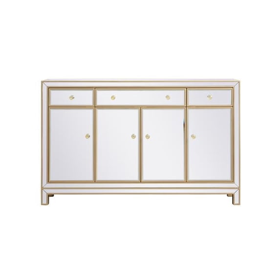 56 in. Mirrored Credenza in Gold