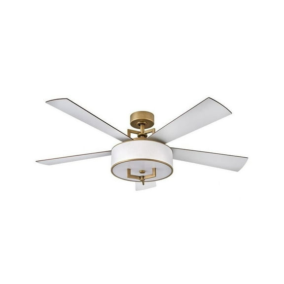 5-Blade Ceiling Fan with Light Kit in Heritage Brass with Off-White Linen Drum Shade 56 inches W X 17 inches H-Heritage Brass Finish Bailey Street