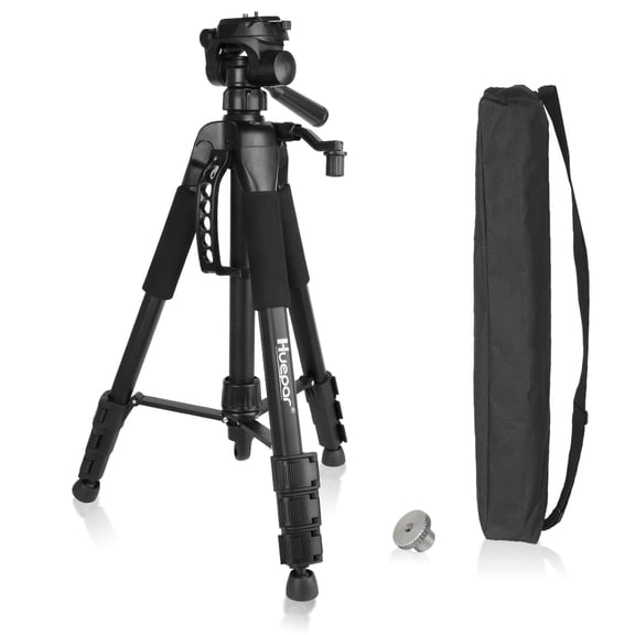 56-inch Adjustable Tripod for Laser Level & Camera, Lightweight with 3-Way Swivel Pan Head, Quick Release Plate, Bubble Level and 1/4" Screw Mount
