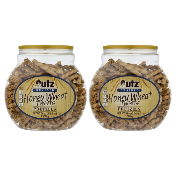 (2 pack) 56 oz Utz Braided Honey Wheat Twists Pretzels Barrel