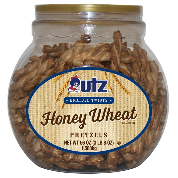 56 oz Utz Braided Honey Wheat Twists Pretzels Barrel