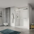 thumbnail image 1 of 56 to 60 in. W x 76 in. H Sliding Frameless Shower Door with 3/8 Inch (10mm) Thick Tampered Glass in Brushed Nickel, 1 of 1