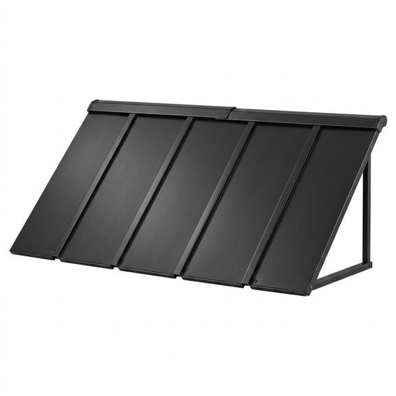 56 x 24 Inch Fixed Metal Awning, Exterior Door and Window Canopy with Triangle Steel Frame for Rain and Sun Protection