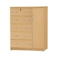 thumbnail image 1 of 56 x 48 x 16 in. JCF Sofie 5 Drawer Wooden Tall Chest Wardrobe, Beech Maple, 1 of 1