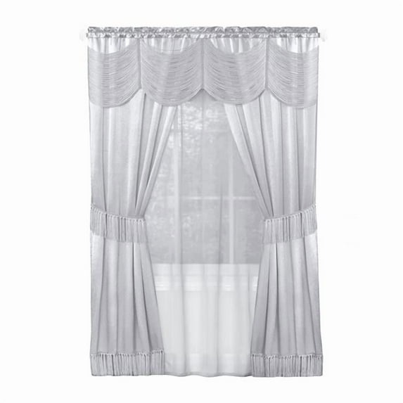56 x 63 in. Halley Window Curtain Set, Silver - 6 Piece
