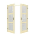thumbnail image 1 of 56" x 80" 3 Panel Frosted Glass Pine Wood Double Doors with French Door Ready-to-Assemble Jamb, Solid Interior Door, Black Ball Catch, Unfinished Knotty Wood & Ready-to-Stain, 1 of 8