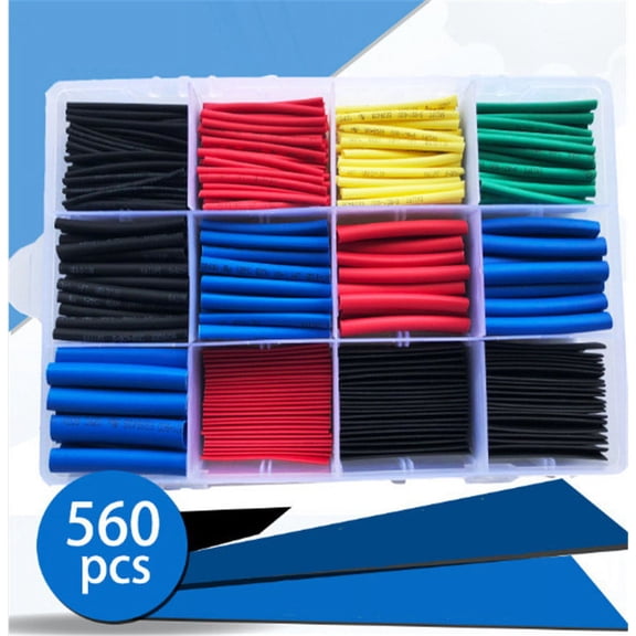 560 Pcs Universal Mixed Color Car Electric Insulation Heat Shrink Tube Boxed Kit