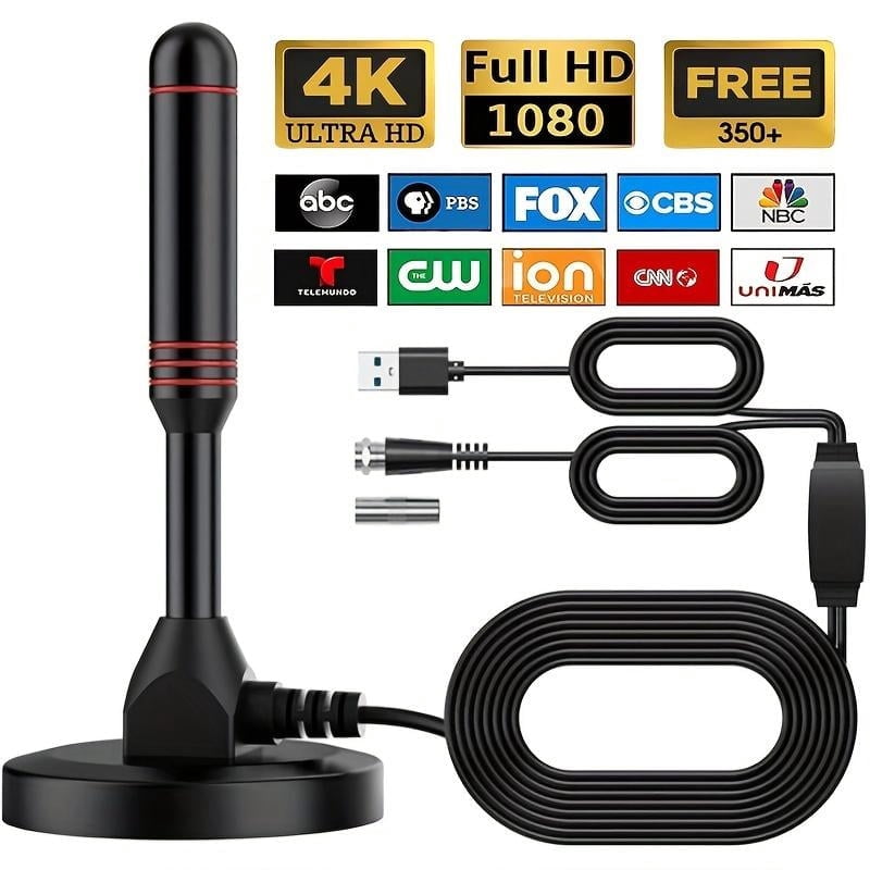 1100+ Mile Long Range TV Antenna – Indoor HD Antenna For 4K/8K Smart TVs, Local Channels, Upgraded Chip