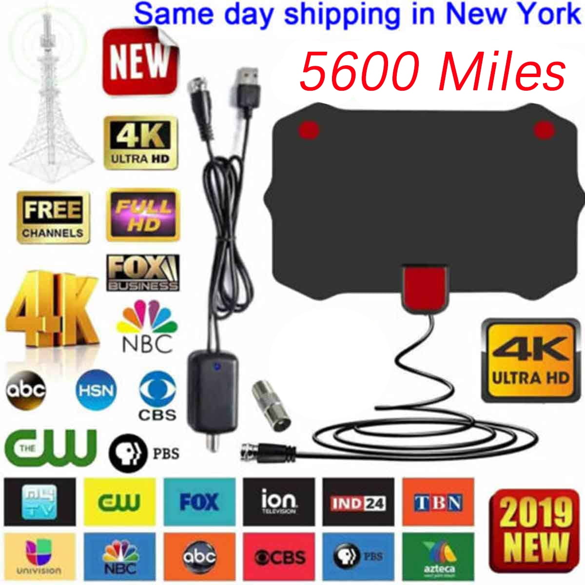 5600 miles digital TV antenna range signal enhancement amplifier HDTV
