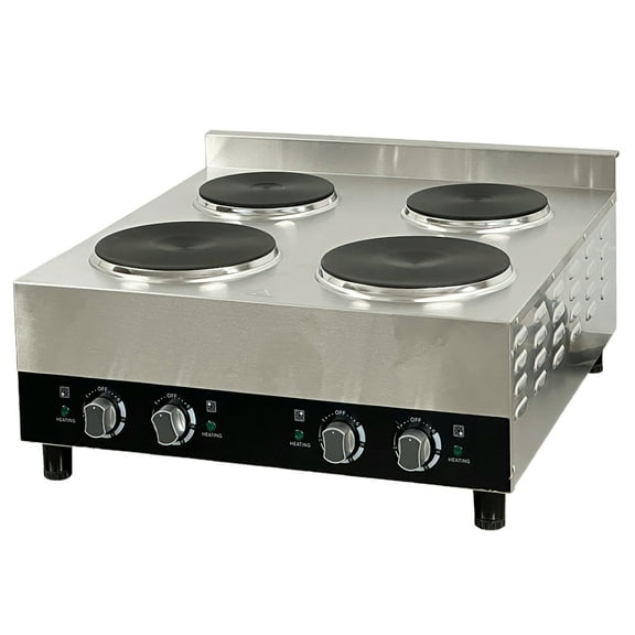5600W Commercial Electric Four Burner Hot Plate Stove Range 240V, Heavy Duty Hot Plate, NSF Certified