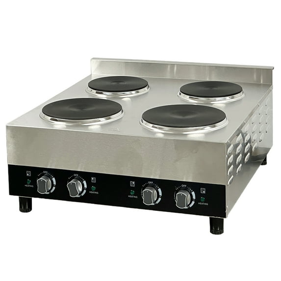 5600W Commercial Electric Four Burner Hot Plate Stove Range 240V, Heavy Duty Hot Plate, NSF Certified