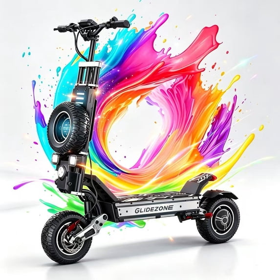 5600W Off-Road Electric Scooter, 56 MPH 62 Miles Range, 60V 30AH Dual Fast Charge, Dual Oil Disc Brakes, LED Lights, Spare Tire, Adult E-Scooter
