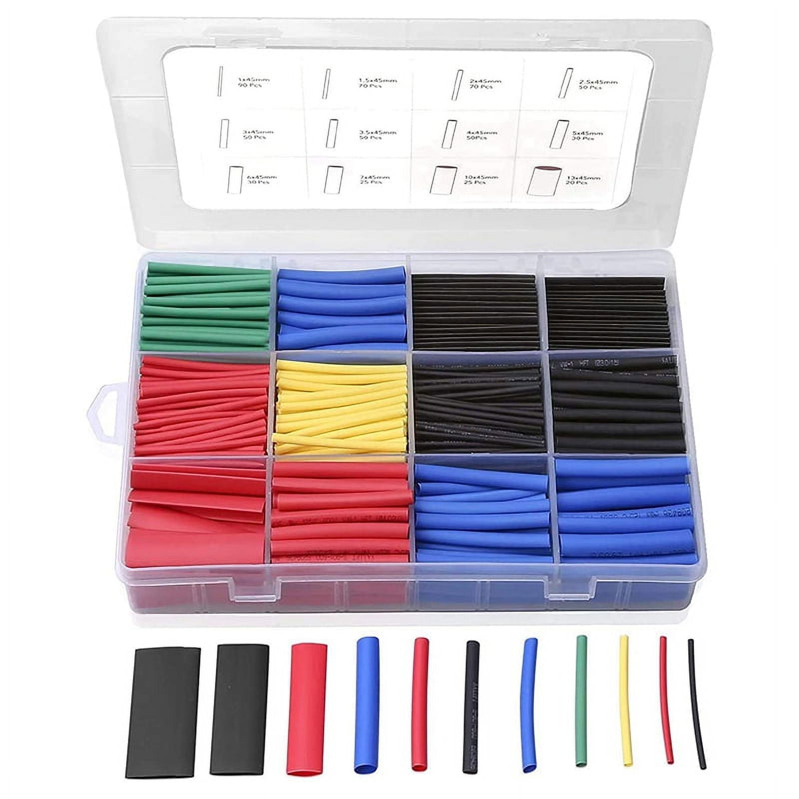127-Piece Heat Shrink Tubing Kit – 2:1 Ratio, Polyethylene, Black – SMD – Assorted Sizes For Electrical Wiring