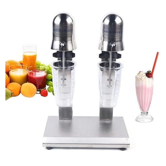 560W Double Head Milk Shaking Machine Mixer, Stainless Steel 2 Gears Speeds Milk Shake Machine 110V for Milk Tea, Coffee Shops