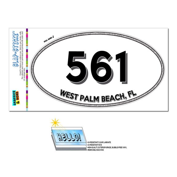 561 - West Palm Beach, FL - Florida - Oval Area Code Sticker
