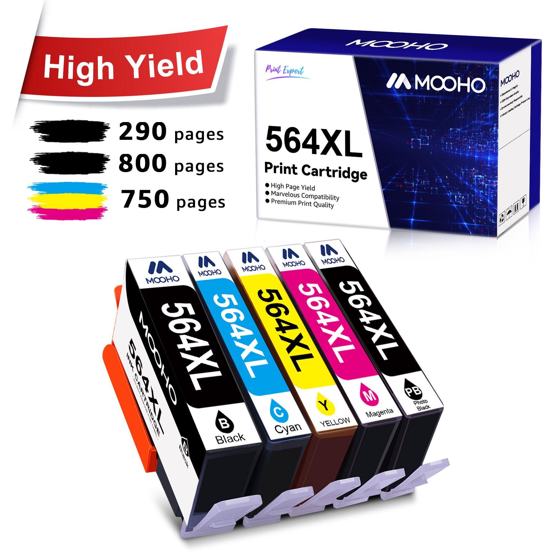 564 Ink Cartridges for Printers to Use with Photosmart 7520 6525 6520