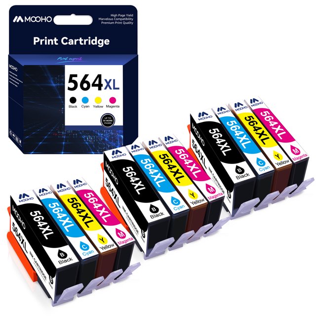 MOOHOO 564XL Ink Cartridges, 12 Pack, for HP DeskJet 3520, Officejet