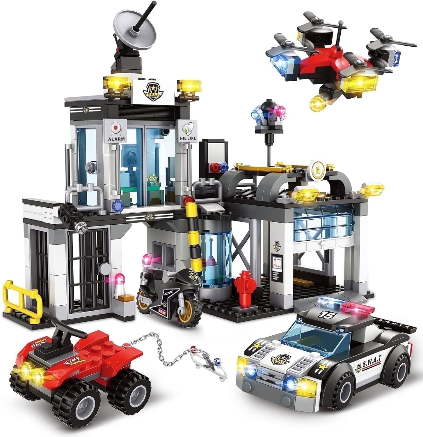EP EXERCISE N PLAY Building Toy Set City Police Station 564 Pieces Command Center with Police Car Black