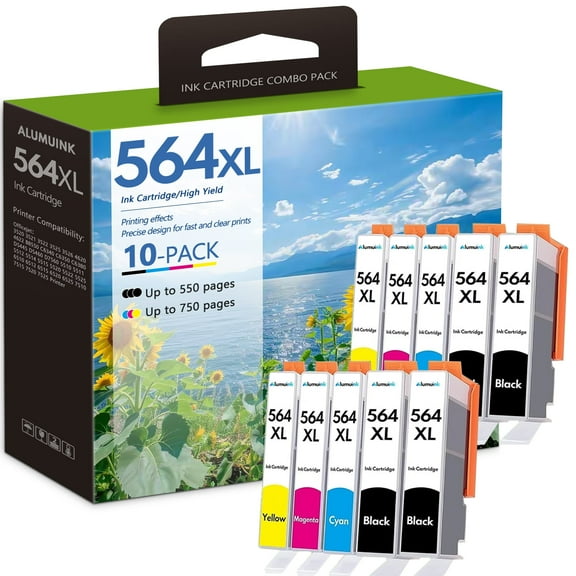 564XL (4 Black /2 Cyan/2 Yellow /2 Magenta) Ink Cartridge Compatible for HP 564 XL Printer Ink Cartridges Combo Pack OfficeJet Pro 3525 3526 4620 4622 3520 3521 3522 Printer