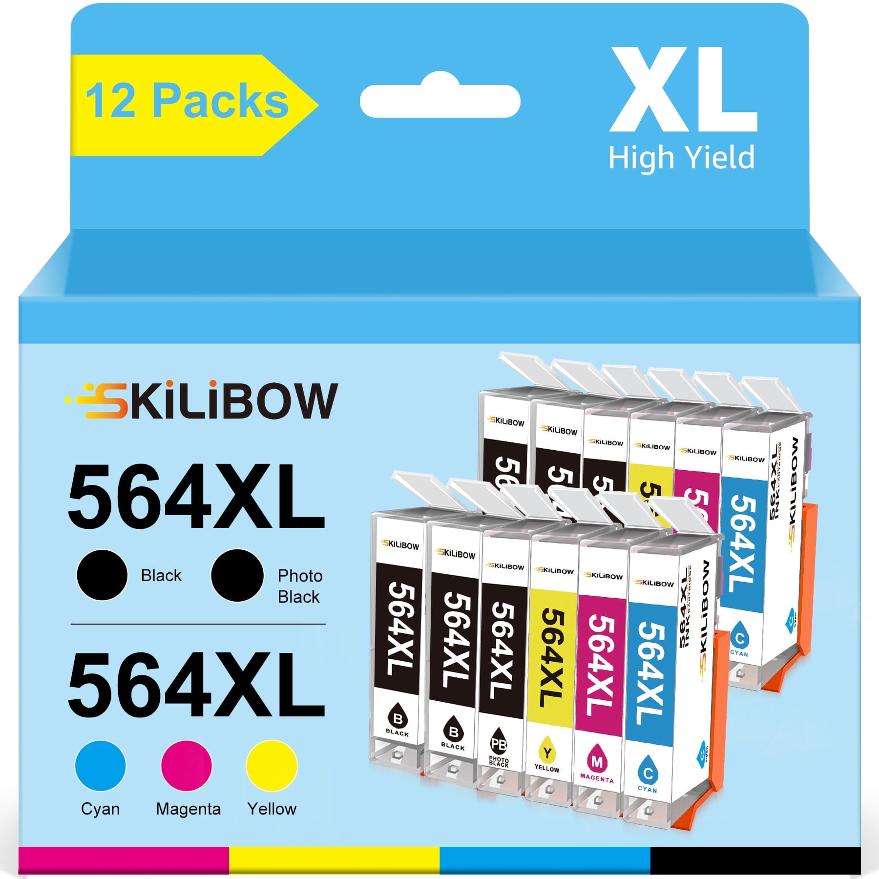 564XL Ink Cartridge HP Printers Replacement for HP 564XL 564 XL Ink Cartridge Combo Pack Compatible with Photosmart 7510 7515 7520 7525 C309a Printer (12 Pack with Photo Black)
