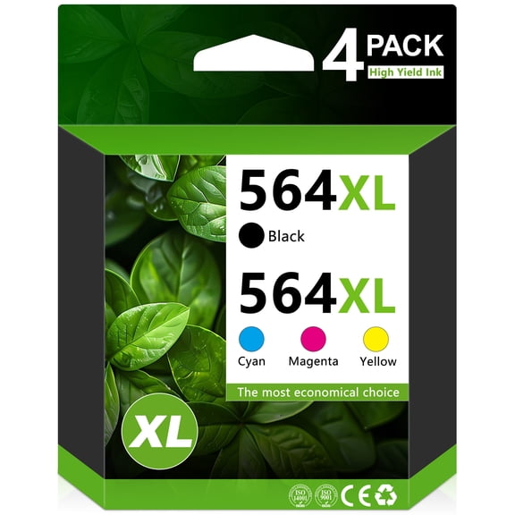 564XL Ink Cartridges (Black, Cyan, Magenta, Yellow, 4-Pack) Compatible for HP 564 XL Ink Cartridges for DeskJet 3520 OfficeJet 4620 Printer