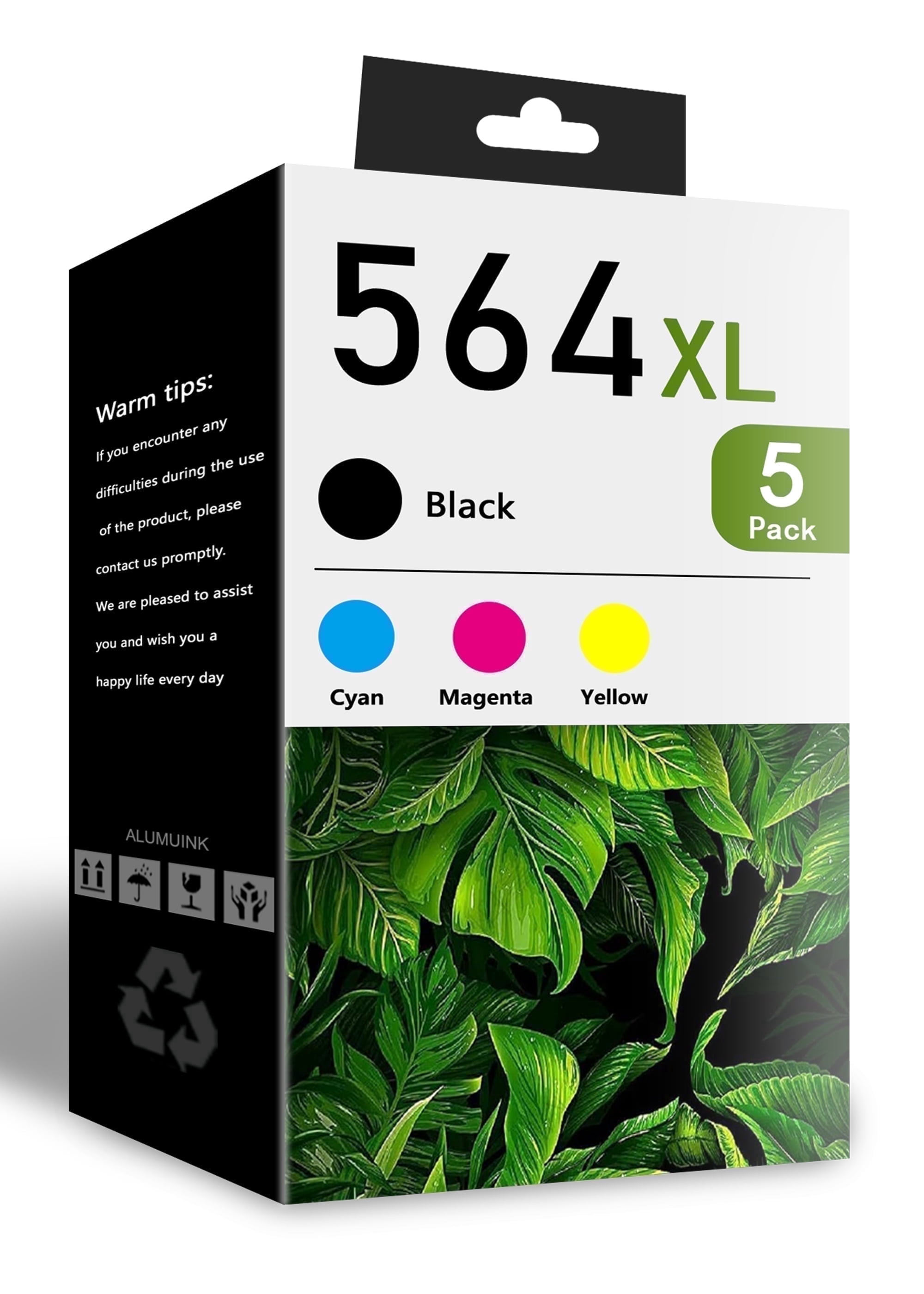 564XL Ink Cartridges Combo Pack 5-Pack (2Black/1Cyan/1Magenta/1Yellow) Compatible for HP564 Ink Cartridges for DeskJet 3520 OfficeJet 4622 Printers