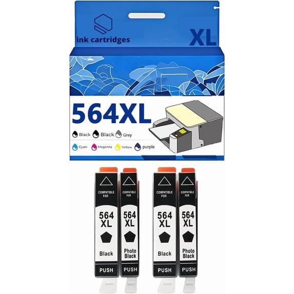 564XL Ink Cartridges Compatible for 7520 5520 6510 7525 6525 6520 7510 4620 Inkjet Printers, Leak-Proof Design Crisp Printing