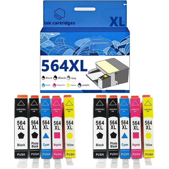 564XL Ink Cartridges Compatible for 7520 5520 6510 7525 6525 6520 7510 4620 Inkjet Printers, Leak-Proof Design Crisp Printing