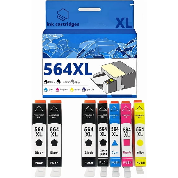 564XL Ink Cartridges Compatible for 7520 5520 6510 7525 6525 6520 7510 4620 Inkjet Printers, Leak-Proof Design Crisp Printing