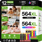 564XL Ink Compatible for HP 564 Ink Cartridges for HP Printers for HP Ink 564 12 Pack