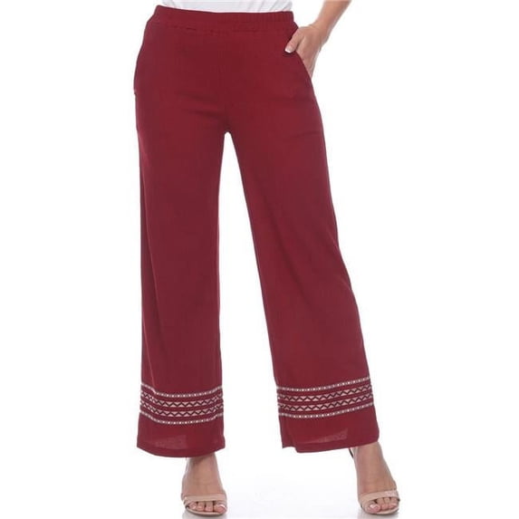 565-03-S Wide-Leg Pants, Burgundy - Small