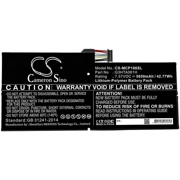 5650mAh Microsoft G3HTA061H Battery for Surface Pro 7 Surface Pro 7 1866