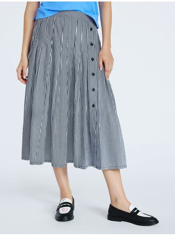 Women's and Women's Plus Pleated Cotton Maxi Skirt, Sizes XS-4X